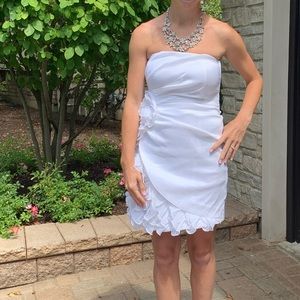 Teeze me white strapless dress with ruffle
